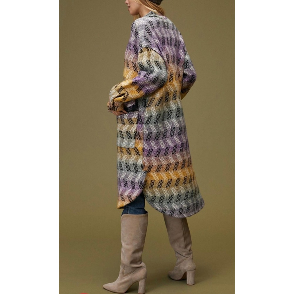 Anthropologie Pilcro Geo Sweater Coat Colorful Oversized Pockets Women's Small - Picture 2 of 8